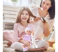 Enfant Réaliste Fille,Jouet Réaliste Lavable Corps Entier de 30 cm avec Lapin - Véritable Enfant - Cadeau pour Fille Amie Adolescent Noël Anniversaire Maison Voiture