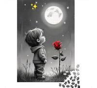 Enfant regardant Lune étoile Carton Extra Épais Puzzle De Bricolage pour Adultes Enfants 12 Ans+ Belle Décoration Jeu De Famille Amusant 70x50cm/1000pcs