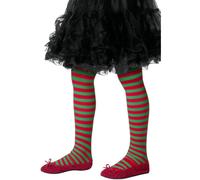Enfant Rouge et Vert Rayé Collant Noël Lutin Filles Enfants Déguisement