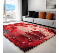 Enfant Salon Moelleux Tapis Anime Fantastique Architecture, Ne Perd Pas Ses Poils Antidérapant Tapis Salle A Manger - Pour Interieur Le Salon Porche Patio, 140 X 200 Cm Rouge Pour Filles Garçons