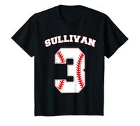 Enfant Sullivan Nom de Baseball 3 Ans Chiffre d'anniversaire pour garçons T-Shirt