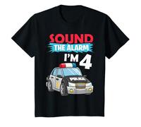 Enfant T-shirt d'anniversaire pour garçon 4 ans Old Police Car Policeman Cop T-Shirt