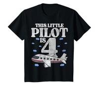 Enfant This Little Pilot is 4 Airplane Four Years Old 4th Birthday T-Shirt