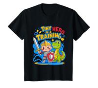 Enfant Tiny Hero in Training Cute Cartoon Knight & Dino Kids Design T-Shirt