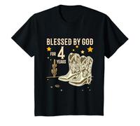 Enfant Vintage Blessed by God for 4 Ans Cowboy 4th Birthday Boy T-Shirt