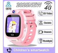 Enfants 4G Montre Intelligente Sos Gps Localisation Appel Vidéo Carte Sim Pour Xiaomi Enfant Montre Intelligente Caméra Étanche Mise À Niveau Montre Garçons Filles.Pink.2025New Sim Gps