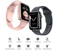 Enfants 4G montre intelligente SOS GPS localisation Tracker carte Sim appel vidéo WiFi Chat caméra lampe de poche étanche Smartwatch pour les enfants black