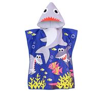 Enfants À Capuche Bain Plage Poncho Serviettes Bébé Séchage Rapide Peignoir Enfant Dessin Cape Poncho Serviettes Microfibre Natation Couverture-Up - Type Blue Shark