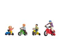 Noch Figurines Enfants sur vélos H0, plastique, scènes miniatures réalistes