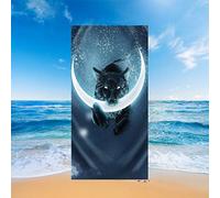 Enfants Adultes Serviette De Plage Rectangle Prévention Du Sable Microfibre 3D Loup Lion Imprimer Couverture Mince Nager Spa Voyage Housse De Transat Sport Serviette (Loup 4,80_x_160_cm)