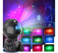 Enfants Astronaute Veilleuse LED Ciel étoilé Lampe projecteur Veilleuse étoile Lampe de projection Fête Chambre à coucher Décoration chambre d'enfant, Astronaute avec étoile, Noir