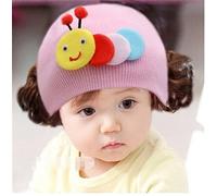 Enfants Bouchon Bonnet en tricot chaud bandeau bandeau perruque Chapeau Princesse Fille Style F rose rose 36 Months