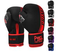 PSS Gants Boxe T4U Enfants Ado 3 à 14 Ans Junior Garçon Fille 6 Modèles Gants 4oz 6oz 8oz 10oz Cuir Muay Thai Kickboxing Boxe Anglaise Française, Réf. 1029, Rouge 8 Oz