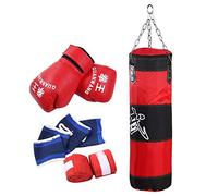 Enfants Boxe Heavy Punching Training Bag Fitness Sandbag Exercices Workout Power Bag Kick Boxing Training Punching Bag Kit Without Filler(80CM)