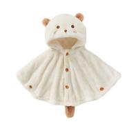 Enfants Cape à Capuche d'hiver Chaud Poncho Siège Auto Bébé Anti-Vent Anti-Froid Manteau d'extérieur en Peluche Épais Douce Cape Poncho de Noël Mignon Châle Boutonné pour Bébé Fille Garçon 0-3 Ans