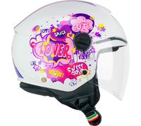 Enfants Casque Jet CGM 261G MINI COMICS blanc fuchsia taille JM