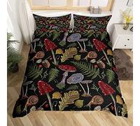 Enfants Champignons Ensemble de Literie Champignons Escargot Feuille Housse de Couette 220x240cm Garçon Fille Adolescent Chambre Nature Plantes Animaux Parure de Lit Plantes sauvages Literie set