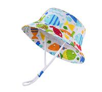 Enfants Chapeau d'ombrage garçon Jeune Fille Large Brim Summer Game Cap Coton Porte - bébé Cap (Colorful Fish, L: 2T - 4T (52cm / 20.5 "))