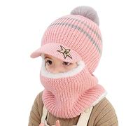 Enfants Chapeau Hiver Chaud,Bonnet Bébé Fille Hiver, Bonnet Echarpe Set, Bonnet Bebe Casquette et Écharpe Masque Tricoté 3-en-1, Bébé Enfant Hiver Chapeaux Earflap pour 2-5 Ans
