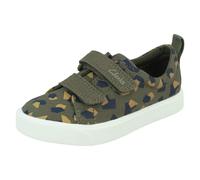 Enfants Clarks Ville Brillant Crochet et Boucle Fermeture Toile Chaussures