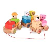 Enfants Construction Blocs De Construction Jouets Enfants En Bois Ferme Animaux 3 Section Petit Train Modèle Chaîne Jeu Jouet Bébé Blocs De Bois