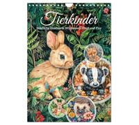 Enfants des animaux - De jolis animaux sauvages illustrés dans la forêt et la campagne, Version française (Calendrier mural 2026 DIN A4 portrait), Calendrier CALVENDO mensuel