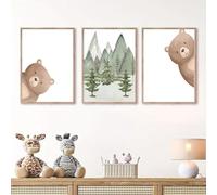 Enfants dessins animaux mignons animaux peintures à l'huile de la forêt ours imprimé affiches bébé chambre jardin d'enfants art peint sur les murs chambre maison Decoration 40x60cmx3 sans cadre