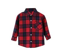 Enfants Enfant en Bas âge Flanelle Veste à Carreaux à Manches Longues Bouton vers Le Bas Shacket bébé garçons Filles Poches Chemise Top Manteau Hauts Corset pour Pull en Hommes Grands Et Grands