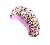 Enfants Enfants bébé Enfants Satin Bonnet imprimé Douceur à la Mode Chapeau Head Headwrap Turbans Satin Chapeaux de Couchage, Violet