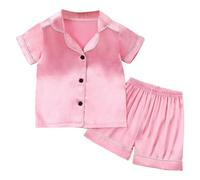 Enfants Ensembles de Pyjama Court Ensemble Deux pièces Manche Courte Top Short vêtements d'été Manches Courtes Enfant Fille et Ado té Coton Léger Vêtement Petite