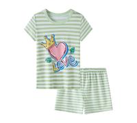 Enfants Ensembles de Pyjama Court Ensemble Deux pièces Manches Courte Tops et Short Vêtement Enfant Fille Taille 7-14 Ans Courtes imprimé Mignon Bébé Coton pour 7 12