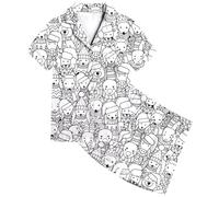 Enfants Ensembles de Pyjama Court Ensemble Pyjamas T-Shirt Manches Courtes et Shorts Vêtement Enfant Fille Taille 7-14 Ans imprimés Mignons Coton Mignonne Dinosaure Bébé Petite té