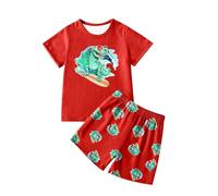 Enfants Ensembles de Pyjama Court Ensemble Pyjamas Tops Col Rond+Shorts Imprimé Coton Mignonne Dinosaure Bébé Vêtements Enfant Fille et Ado té Léger Cadeau