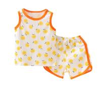 Enfants Ensembles de Pyjama Court Ensemble T-Shirt et Short Manches Courtes avec Haut 2 Pièces en Soie Boutonné Unisexe Confortable Doux Coton pour 2-10 Ans