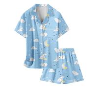 Enfants Ensembles de Pyjama Ensemble en Satin Loungewear Set Vêtement Nuit Boutons Short Soie Bouton Enfant Fille et Ado pour Jeunes