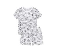 Enfants Ensembles de Pyjama Fille Vêtement Nuit Court Boutons Short 2 Pièces en Soie Boutonné Enfant et Ado pour Tout-Petit Bébé