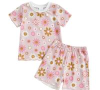 Enfants Ensembles de Pyjama Satin Ensemble Loungewear Set Vêtement Nuit Manche Courte Top Short 2 Pièces Pyjashort Petite Fille pour et Jeunes