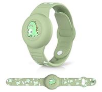 Enfants Étanche pour Bracelet Airtag: WUZUN Mignon Dessin Animé Réglable Caché pour Apple Air Tag Holder, Étui en Silicone Souple Anti-Perte GPS Tracker Strap pour Tout-Petit (Dinosaure)