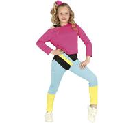 Enfants Filles 1980s Gymnaste Costume Déguisement 80s Aérobie Fille Costume Fg