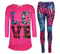 Enfants Filles Amour Imprimé Trendy Haut & Élégant Mode Leggings Set Age 7-13