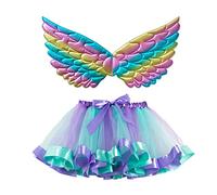Enfants Filles Ballet Jupes Party Arc-en-Jupe Danse avec Tenues Ailes (Blue, 9-11 Years) #64