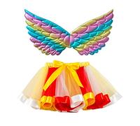 Enfants Filles Ballet Jupes Party Arc-en-Jupe Danse avec Tenues Ailes (Yellow, 9-11 Years) #64