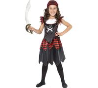 Enfants Filles Déguisement Pirate Fille Noir/Rouge/Blanc Par Smiffys