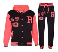 A2Z 4 Kids Survêtement de baseball unisexe pour filles et garçons R Fashion - T.S Baseball Fox Black & Neon Pink 7-8