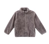 Enfants Filles Garçons Corail Veste Polaire Col Montant Manteau à Fermeture Éclair Parent-Enfant Survêtement Automne Hiver Transitions Saisons Manteau Chaud Doux avec Poches pour 1-15 Ans, Gris 150