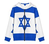 Enfants Filles Garçons Sweat Classique Imprimé Israël Drapeau National Veste Zippée Complète Capuche Chaude Manches Longues Sweat École Décontracté Enfants Unisexe