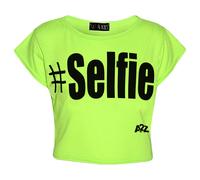 Enfants Filles New Saison " # Selfie " Imprimé Haut Court T Shirt 7 8 9 10 11 12