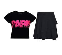 Enfants filles PARIS Imprimé Ensemble haut court et Jupe 7-13 ans 11-12 ans
