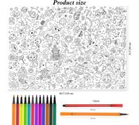 Enfants Filles Poster À Colorier Avec Feutres, 118 * 84cm Géant Papier Poster À Coloriage Pour Enfants Filles Anniversaire Cadeaux Artisanat, Sirène Licorne Princesse Animal Marin Pirate Bonbons