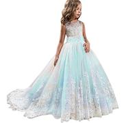Enfants Filles Robe Robe Cérémonie en Tulle Longue et élégante Belles Manches asymétriques Bapteme Fille Robe Chic Robe Casual 2-7 Ans Robe Fête Anniversaire